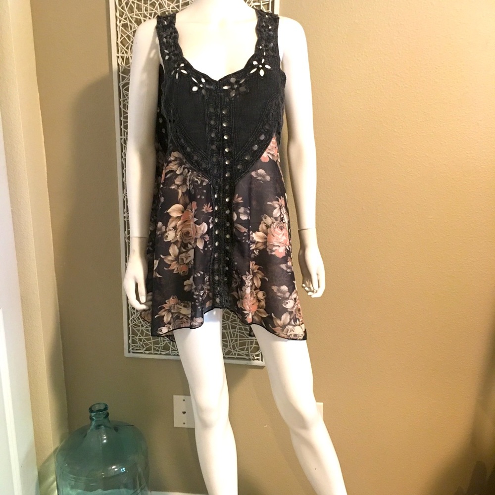 (Video) Origami Beautiful Floral Print with Lace Tunic/Dress